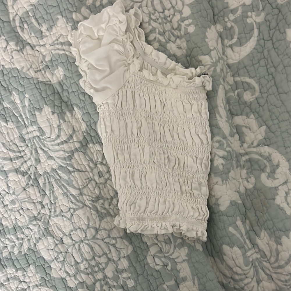 Women's White Ruffled Top - Picture 3 of 3